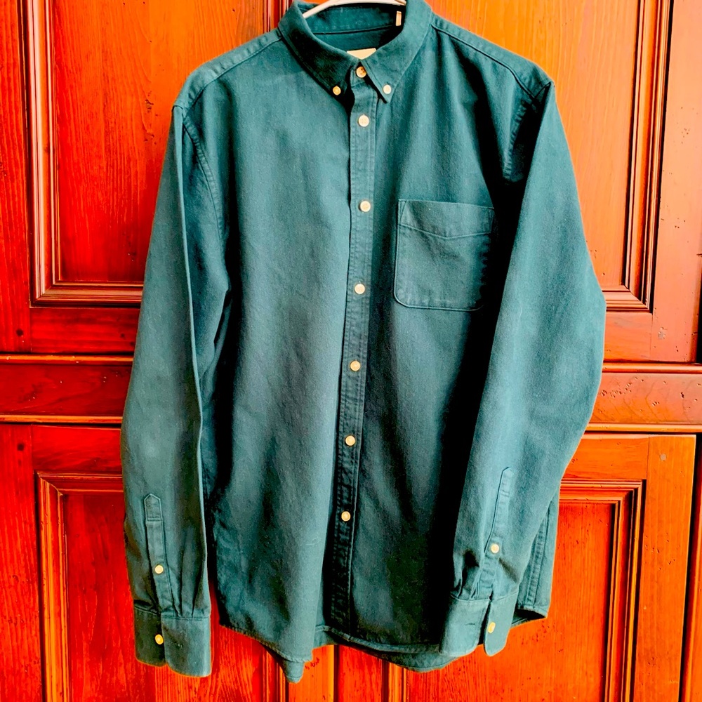 MVP SzLg green brushed cotton casual button down
